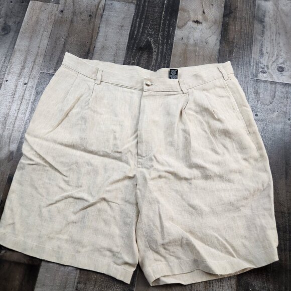Mens Jos A Bank Travel Collection size 40 Linen Pleated Shorts - Picture 1 of 10